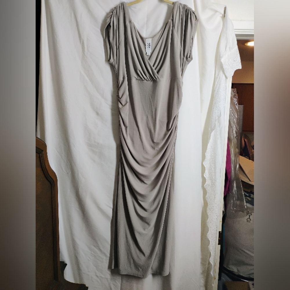 Marc Bouwer Gray Ruched Midi Dress
